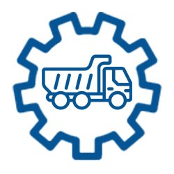 dump truck icon with gear