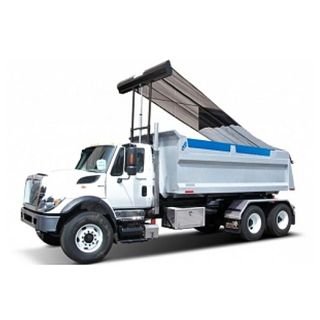 small dump truck with armless tarp system